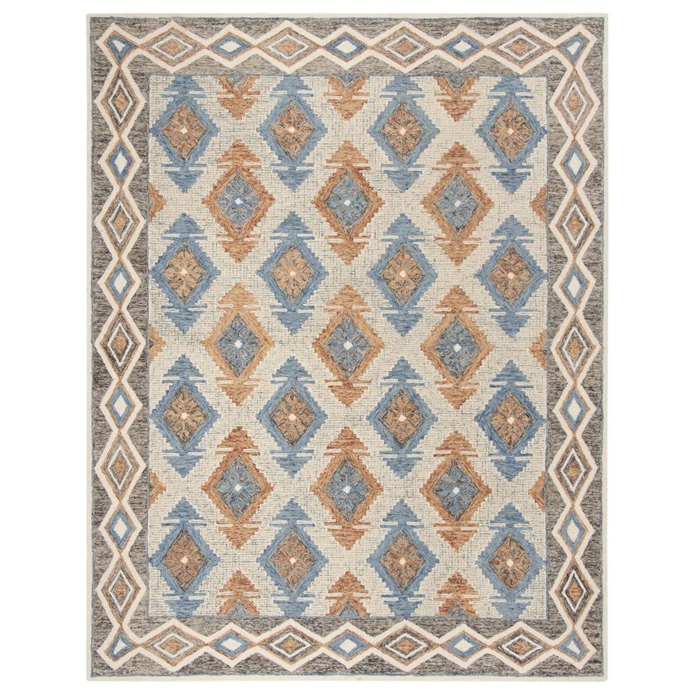 Safavieh Micro-Loop Southwestern 8" x 10" Blue and Beige Area Rug, , large
