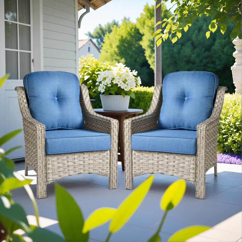 HOMLUX Outdoor Arm Chair in Diamond Blue (Set of 2), , large