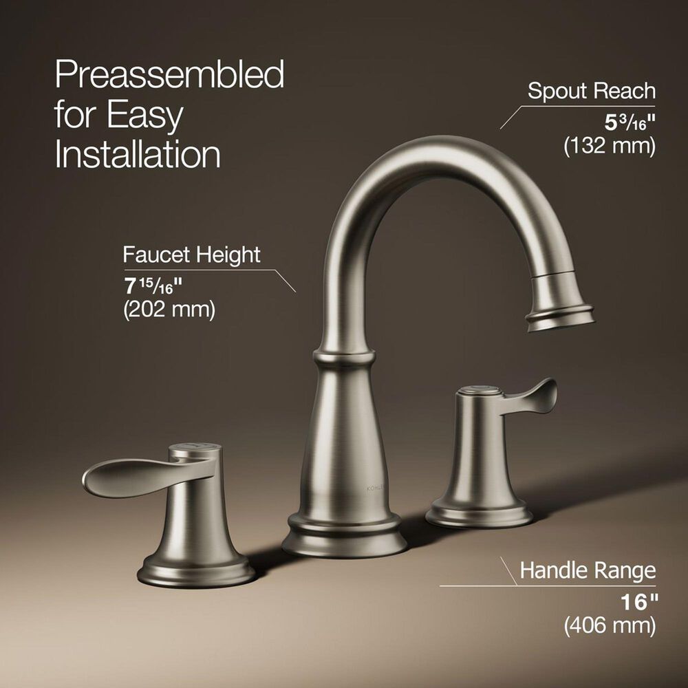 Kohler Bellera Widespread Bathroom Sink Faucet in Vibrant Brushed Nickel, , large