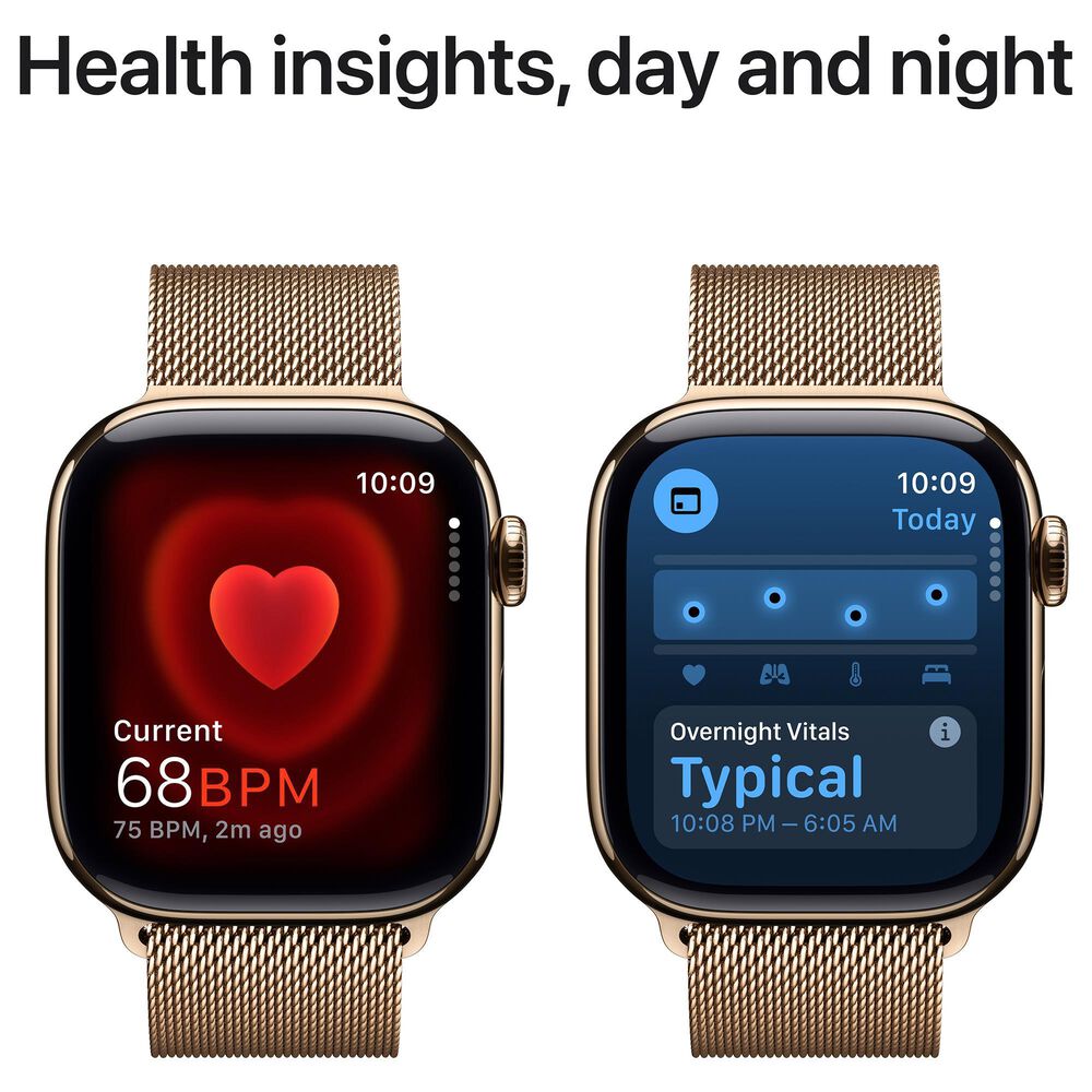 Apple Watch Series 10 GPS + Cellular 42mm Gold Titanium Case with Gold Milanese Loop, , large