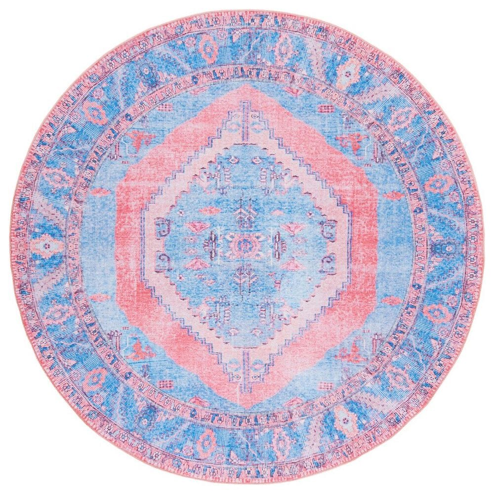 Safavieh Serapi 6"7" Round Light Blue and Beige Area Rug, , large