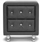 Baxton Studio Stella 2-Drawer Upholstered Nightstand in Black, , large