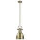 Golden Lighting Duncan 1-Light Small Pendant with Rod in Aged Brass, , large