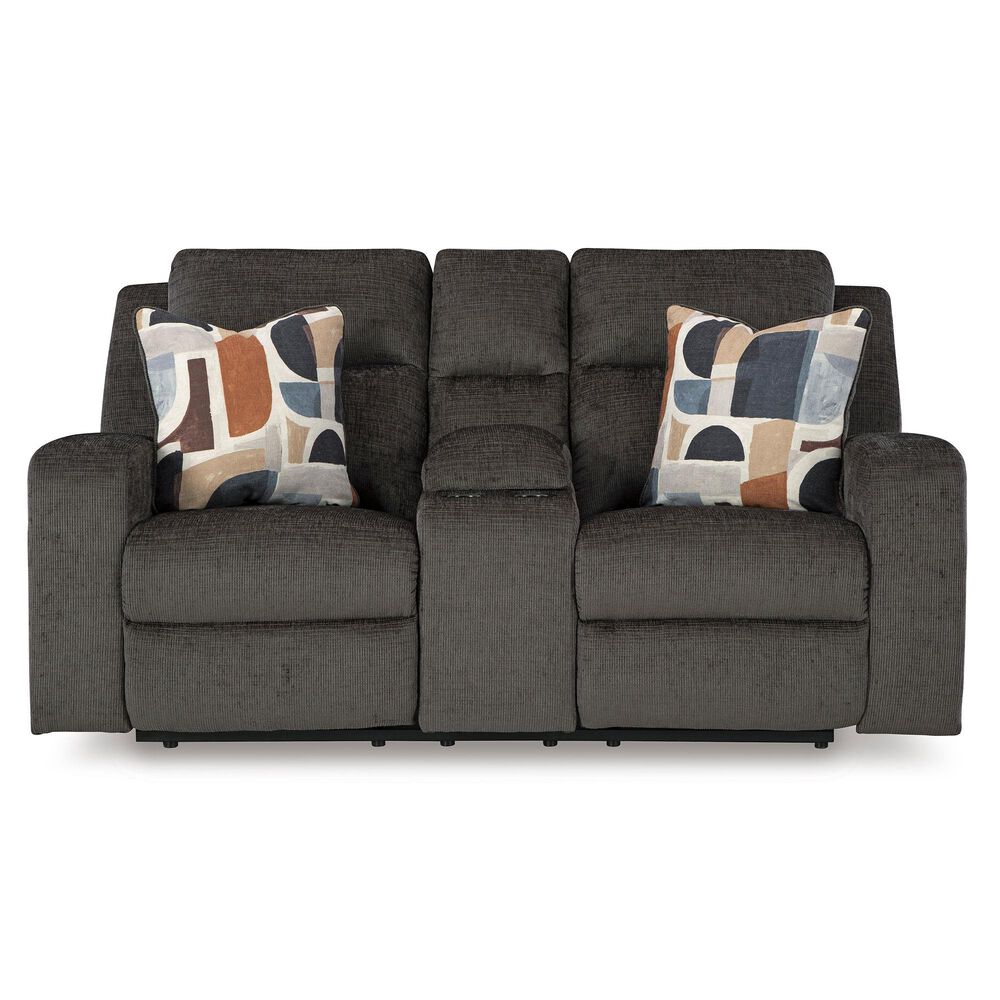 Ashley Kanlow Manual Reclining Console Loveseat in Dusk, , large