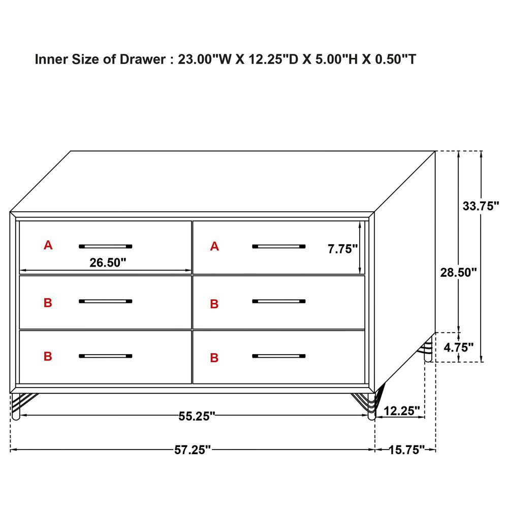 Coaster Lucia 6-Drawer Dresser in Black and Chrome, , large