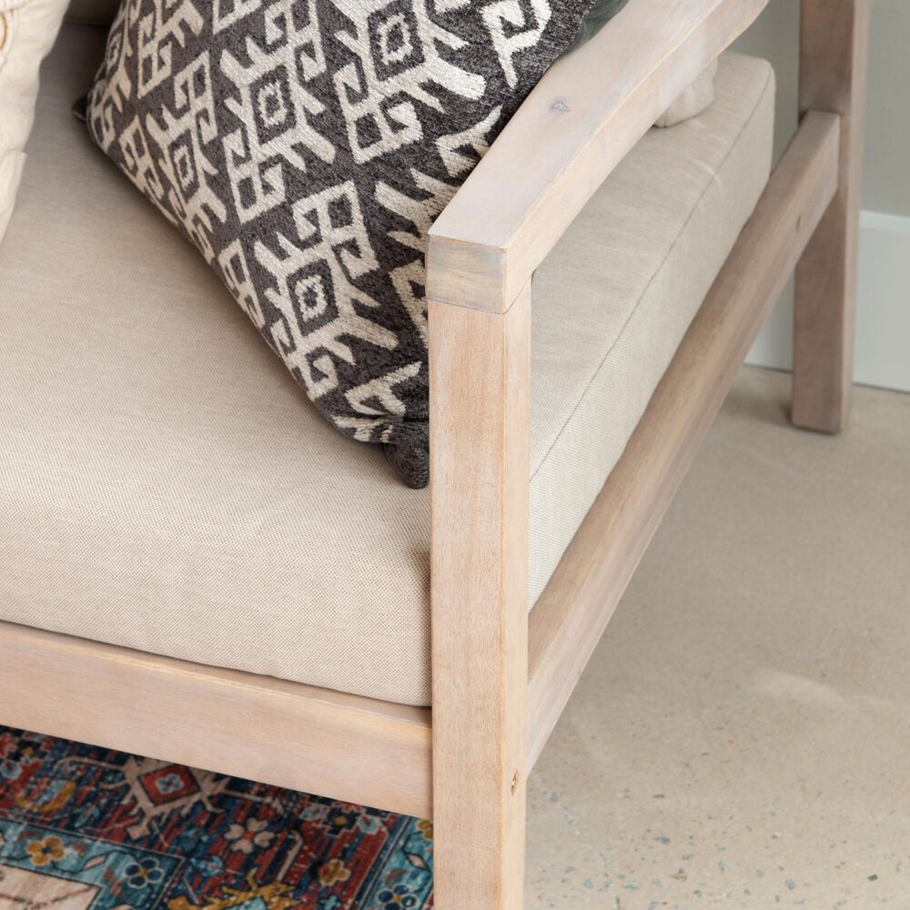 Linon Home Decor Teagon Outdoor Loveseat with Beige Cushions in Natural (Set of 2), , large