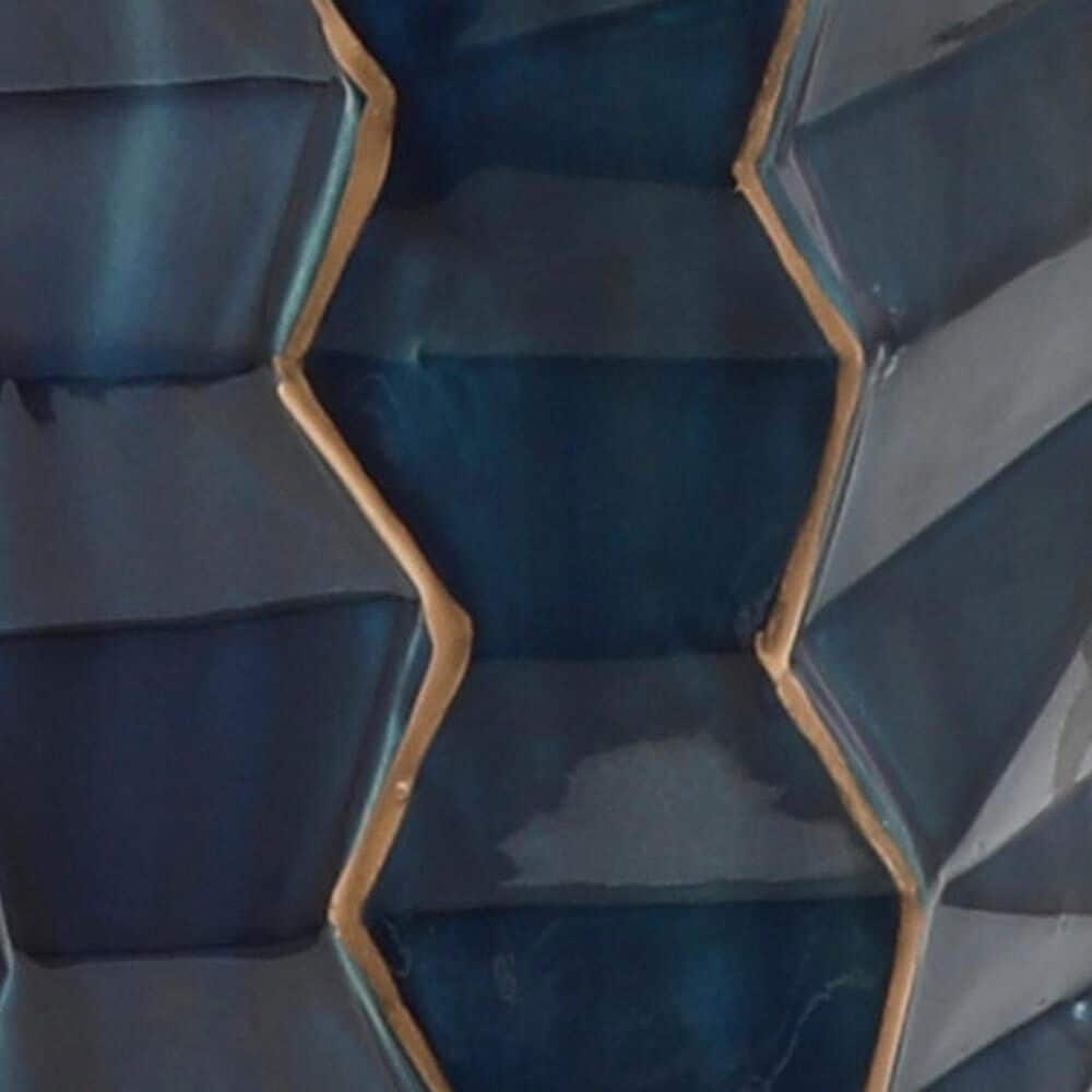 Maple and Jade 40&quot; Tall Floor Geometric Decorative Vase in Polished Teal and Gold, , large
