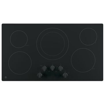 GE Appliances 36" Built-In Knob Control Electric Cooktop in Black, , large