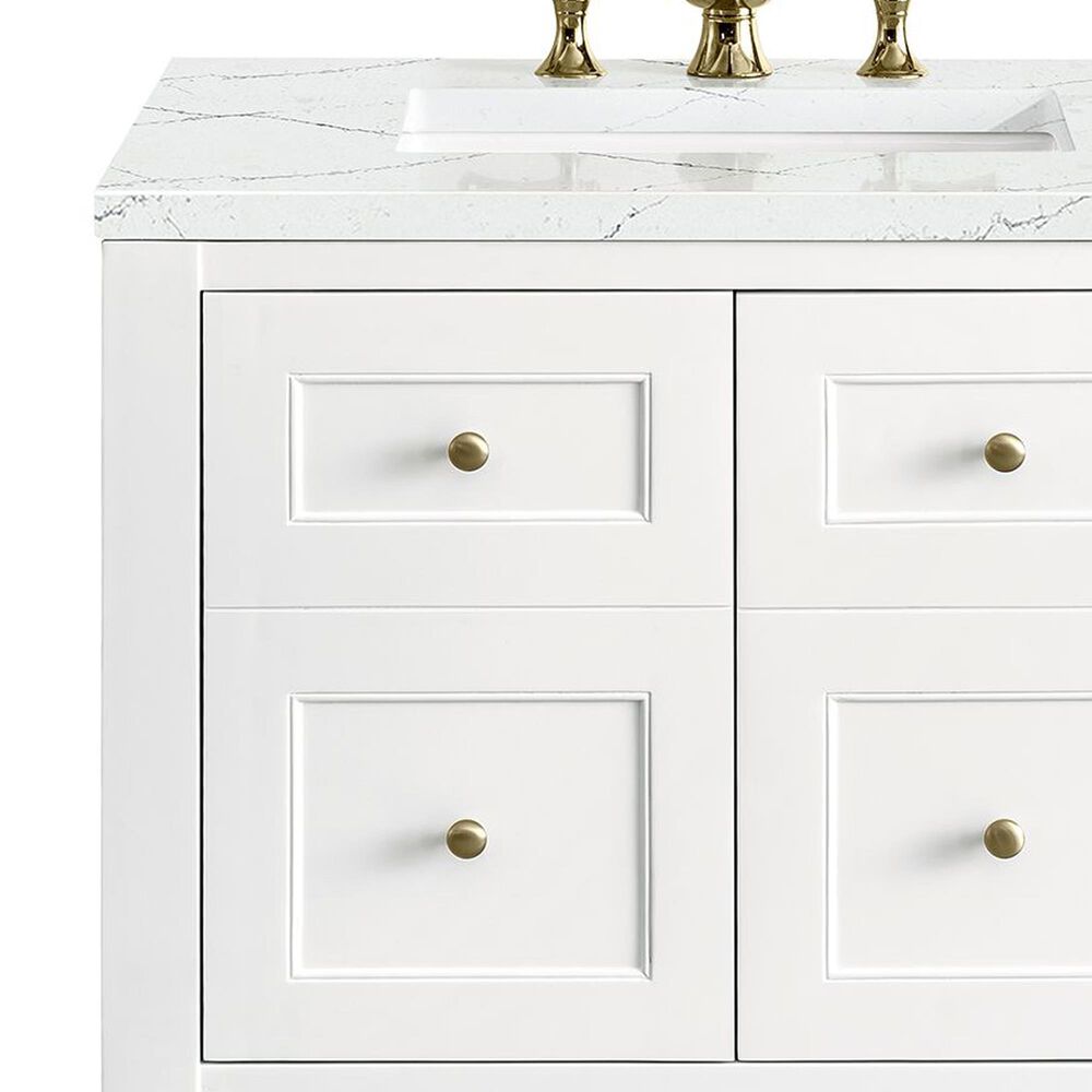 James Martin Vanities Breckenridge 30&quot; Single Bathroom Vanity in Bright White with 3 cm Ethereal Noctis Quartz Top and Rectangular Sink, , large