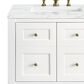 James Martin Vanities Breckenridge 30" Single Bathroom Vanity in Bright White with 3 cm Ethereal Noctis Quartz Top and Rectangular Sink, , large