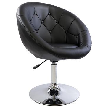 Impressions Vanity Antoinette Tufted Vanity Chair with Black Seat in Stainless Steel, , large