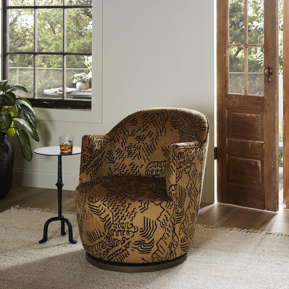 Four Hands Aurora Swivel Chair in Balkan Ochre, , large