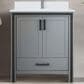 Lexora Home Ziva 30" Single Bathroom Vanity in Dark Grey with 2 cm White Cultured Marble Top and Rectangular Sink, , large