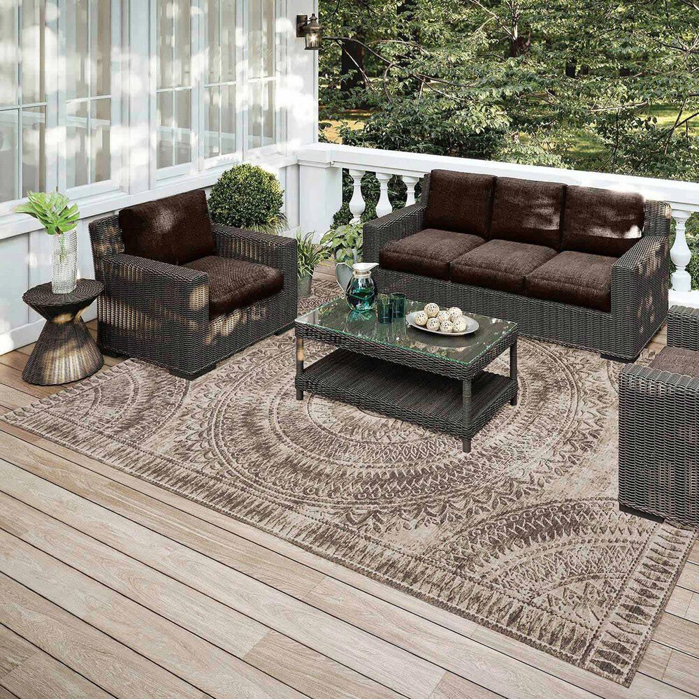 Dalyn Rug Company Sedona Oriental 3&#39; x 5&#39; Taupe Indoor/Outdoor Area Performance Rug, , large