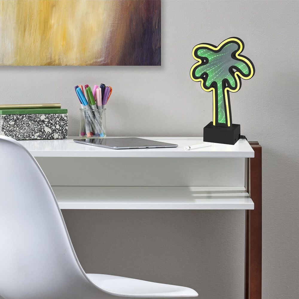 Adesso Infinity Neon Palm Tree Lamp in Black, , large