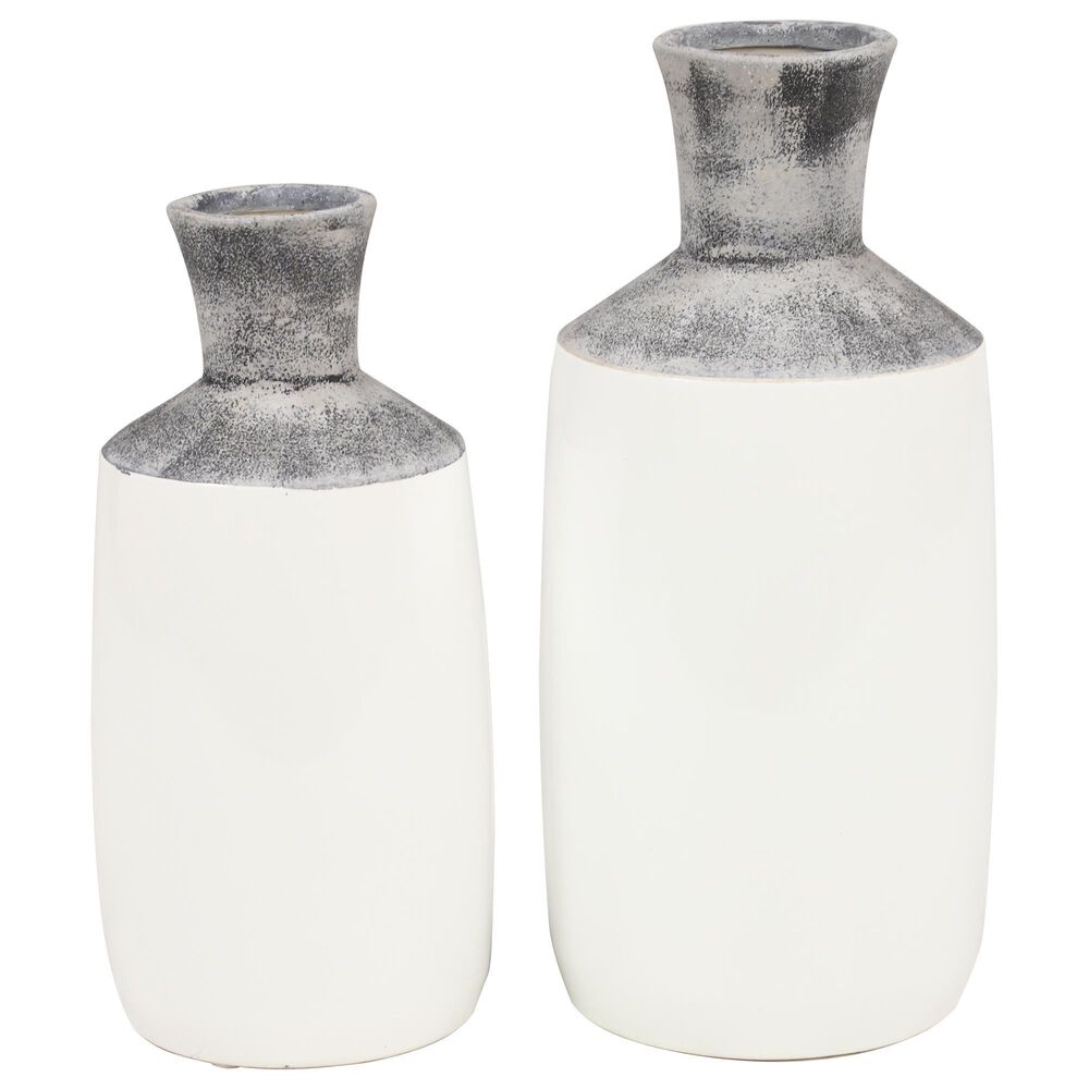 Maple and Jade Coastal Vase in White and Distressed Gray (Set of 2), , large