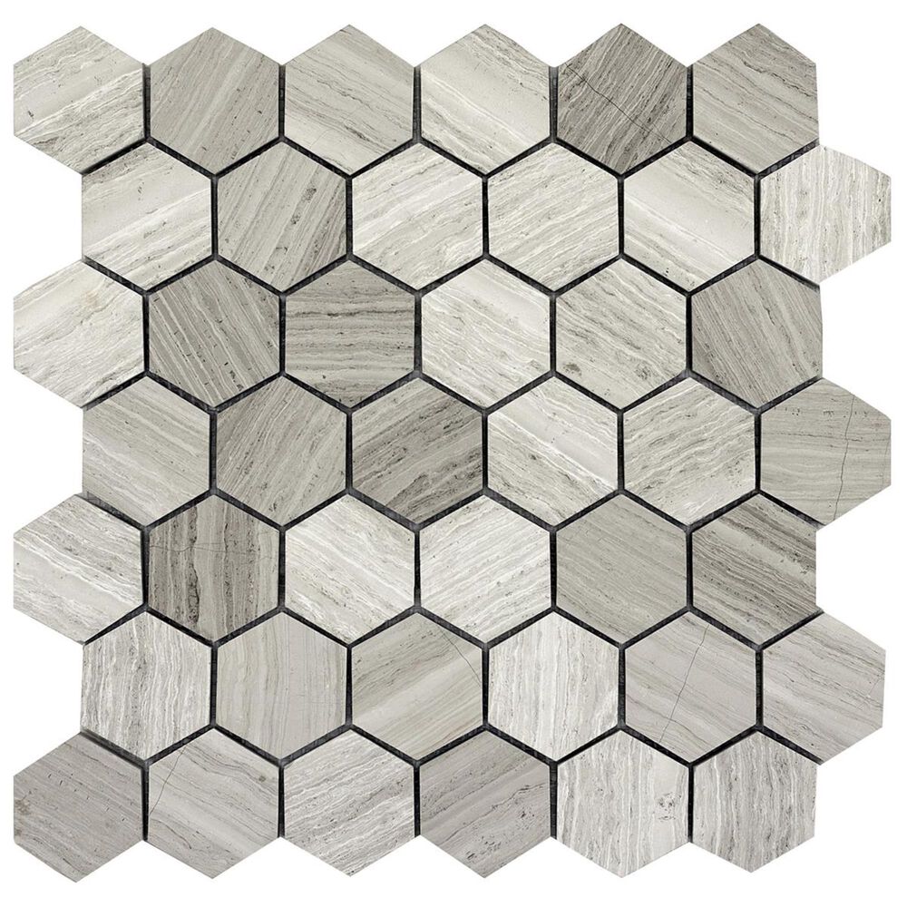 Emser Metro Gray 12" x 12" Hexagon Large Honed Natural Stone Mosaic Sheet, , large