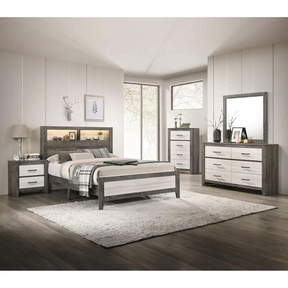 Crown Mark Rhett 4-Drawer Chest in Gray and White, , large