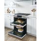 Cafe 30" Slide-In Gas Double Oven with Convection Range in Matte White with Brushed Bronze Handle, , large