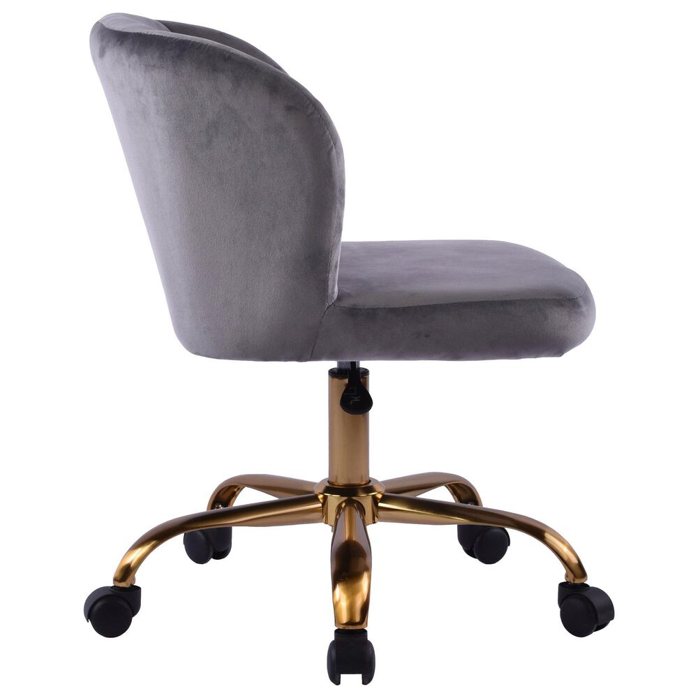 Impressions Vanity Rylee Swivel Vanity Chair with Dark Grey Cushion in Antique Gold, , large