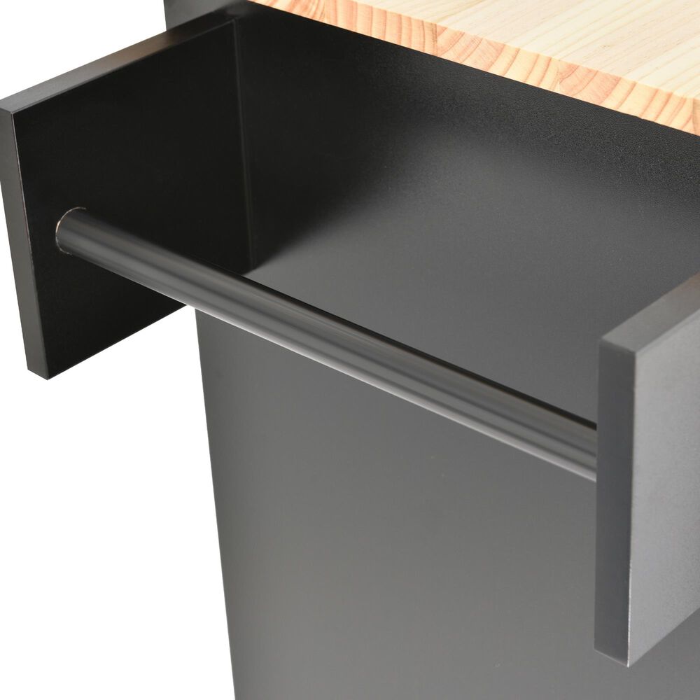 HOMLUX 53" Rolling Mobile Kitchen Island with Solid Wood Top and Locking Wheels in Black, , large