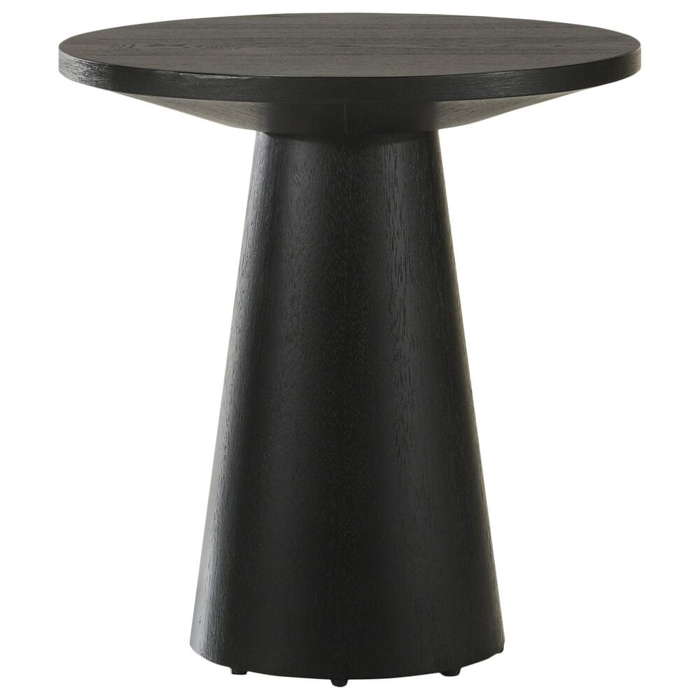 HOMLUX 20"W Round Wood Console Table Contemporary Pedestal Design in Ebony Black, , large