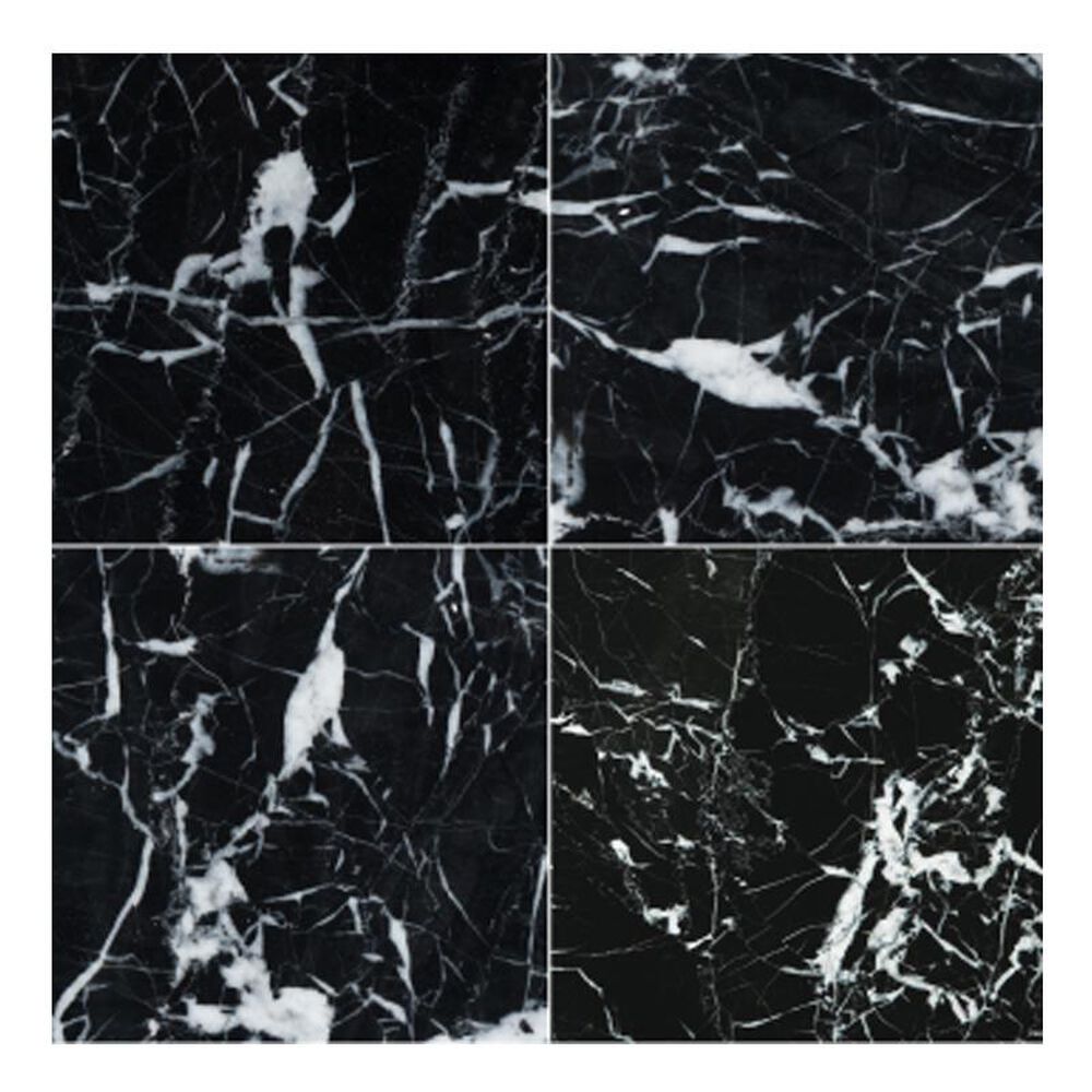 Emser Marble Black and White 12" x 12" Natural Stone Tile, , large