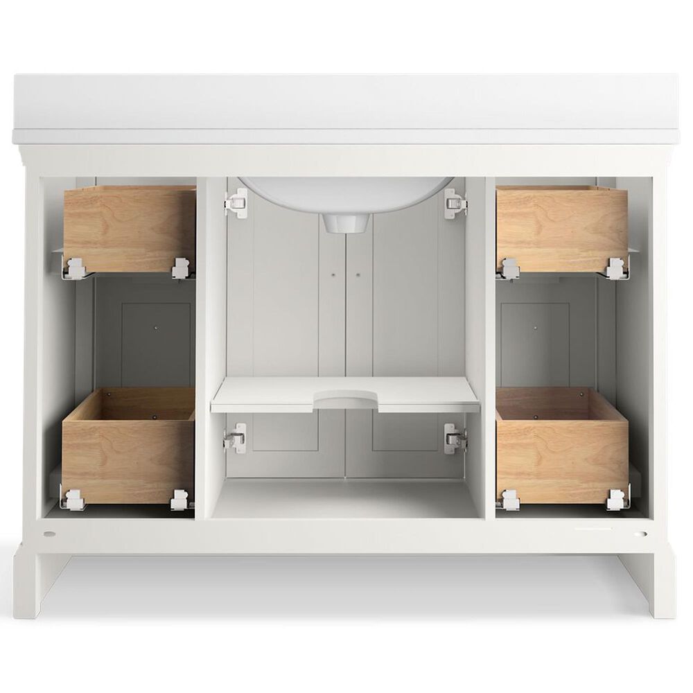Kohler Charlemont 48&quot; Single Bathroom Vanity in White with 3 cm White Quartz Top and Rectangular Sink, , large