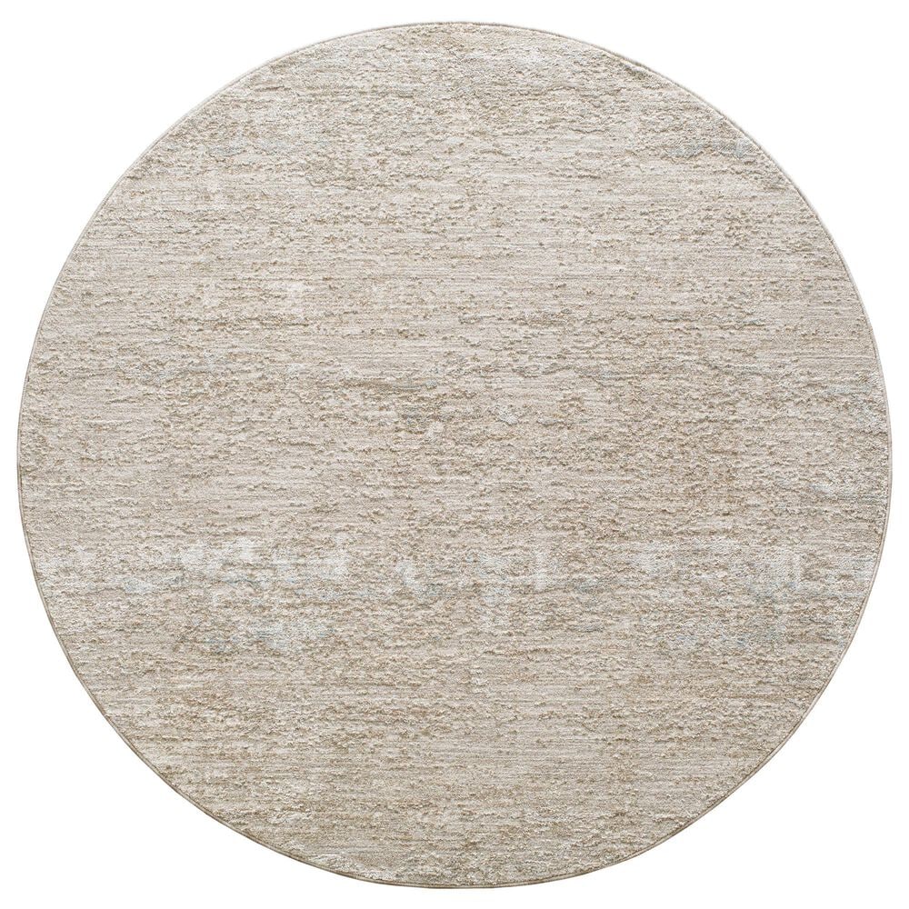 Surya Masterpiece Medium Gray, Light Gray, Cream and Ice Blue 7"10" Round Area Rug, , large