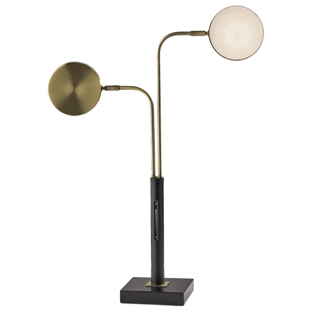 Adesso Rowan LED Smart Switch Desk Lamp in Antique Brass and Black, , large