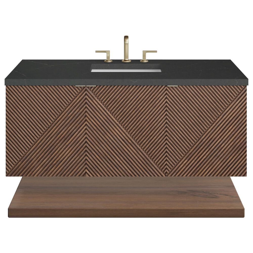James Martin Vanities Marcello 48&quot; Single Bathroom Vanity in Chestnut with 3 cm Charcoal Soapstone Quartz Top and Rectangular Sink, , large