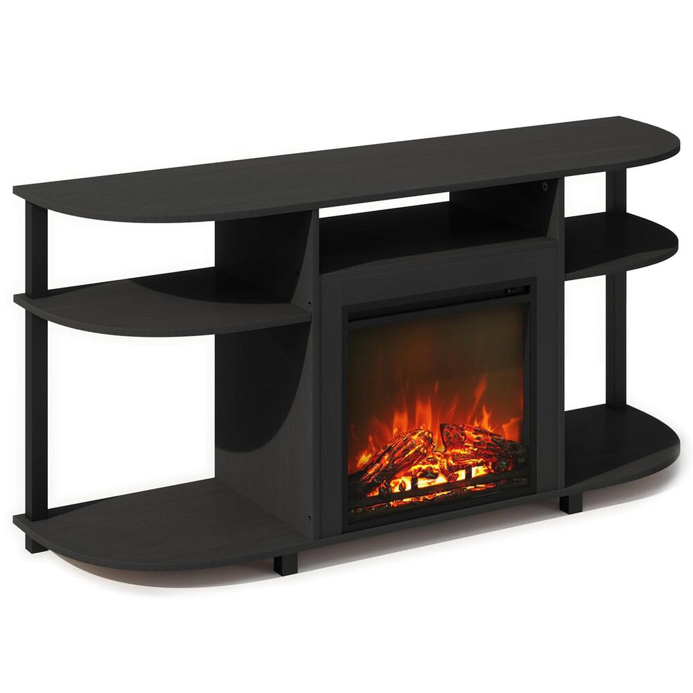 HOMLUX 47" Curved TV Stand with No Heat Electric Fireplace in Americano and Black, , large
