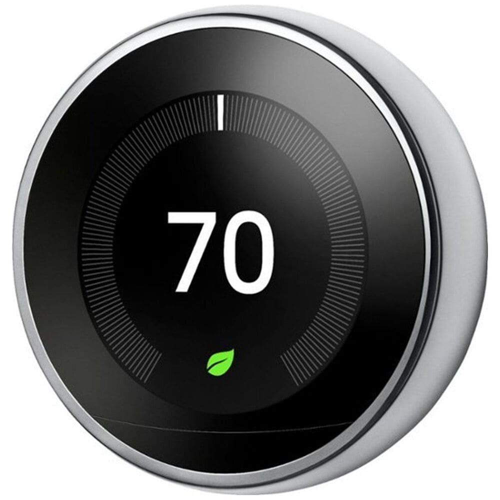 Google Nest Learning Thermostat - Smart Wi-Fi Thermostat - Stainless Steel, , large