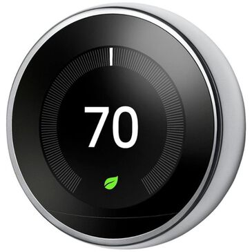 Google Nest Learning Thermostat - Smart Wi-Fi Thermostat - Stainless Steel, , large