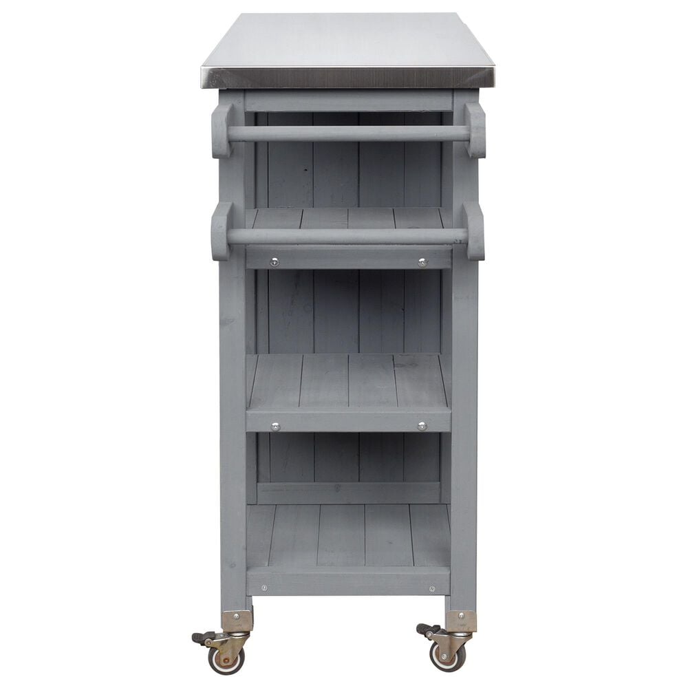 Hearth and Haven Outdoor Kitchen Island Cart with Stainless Steel Top and Lockable Wheels in Gray, , large
