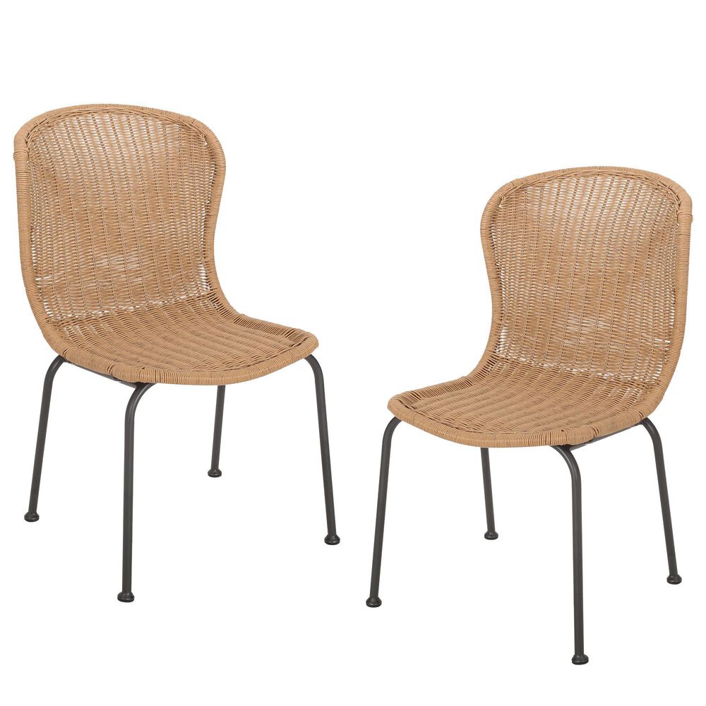 Hearth and Haven Boho Outdoor Chair in Light Brown (Set of 2), , large
