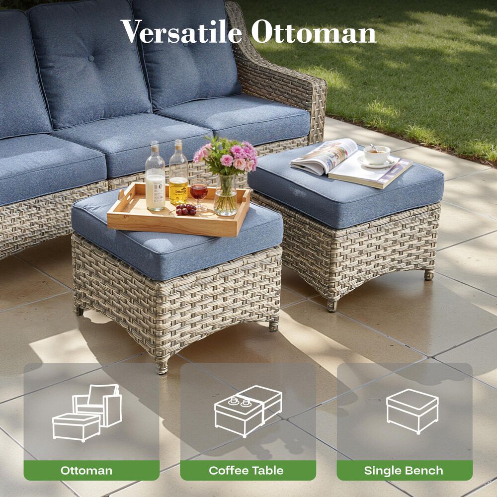 HOMLUX 6-Piece Patio Conversation Set with Coffee Table in Denim Blue, , large