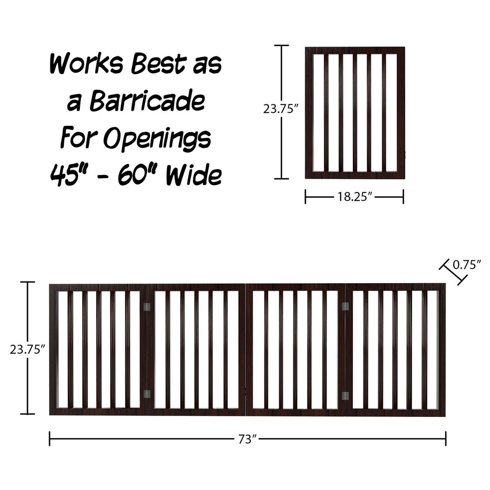 Timberlake Petmaker 4 Panel Straight Top Folding Fence in Brown, , large