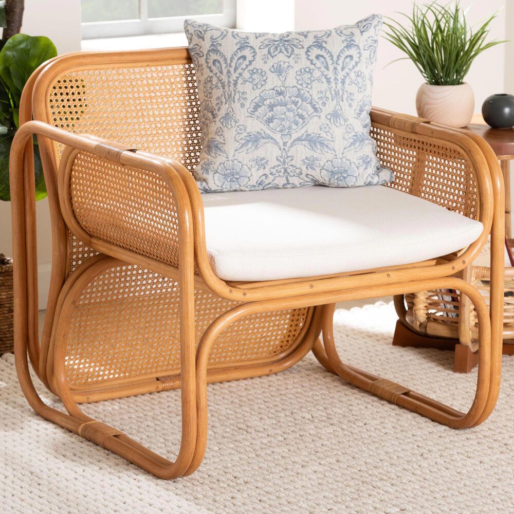 Baxton Studio Cambridge Rattan Arm Chair in Neutral, , large