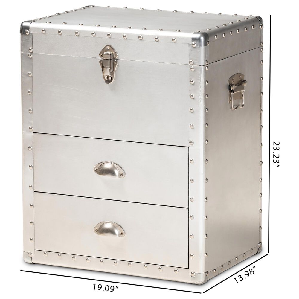 Baxton Studio Serge 2-Drawer Accent Storage Cabinet in Silver, , large