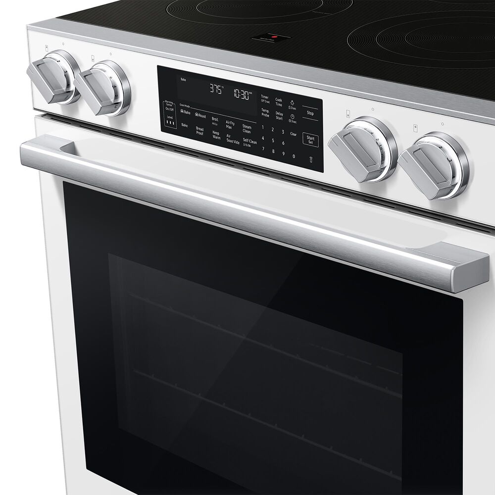 Samsung Bespoke 6.3 Cu. Ft. Smart Slide-In Electric Range with Illuminated Precision Knobs in White Glass, , large
