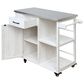 Hearth and Haven Outdoor Kitchen Island Cart with Stainless Steel Top, Towel and Spice Racks in White, , large