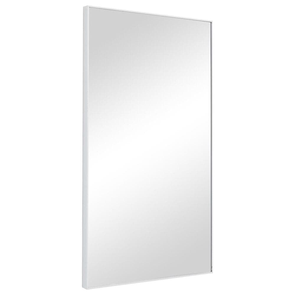 Maple and Jade 32&quot; x 18&quot; Rectangular Wood Wall Mirror with Thin Minimalistic Frame in Matte White, , large