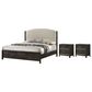 Crown Mark Ethel Queen Bed with Two Nightstands in Dark Brown, , large