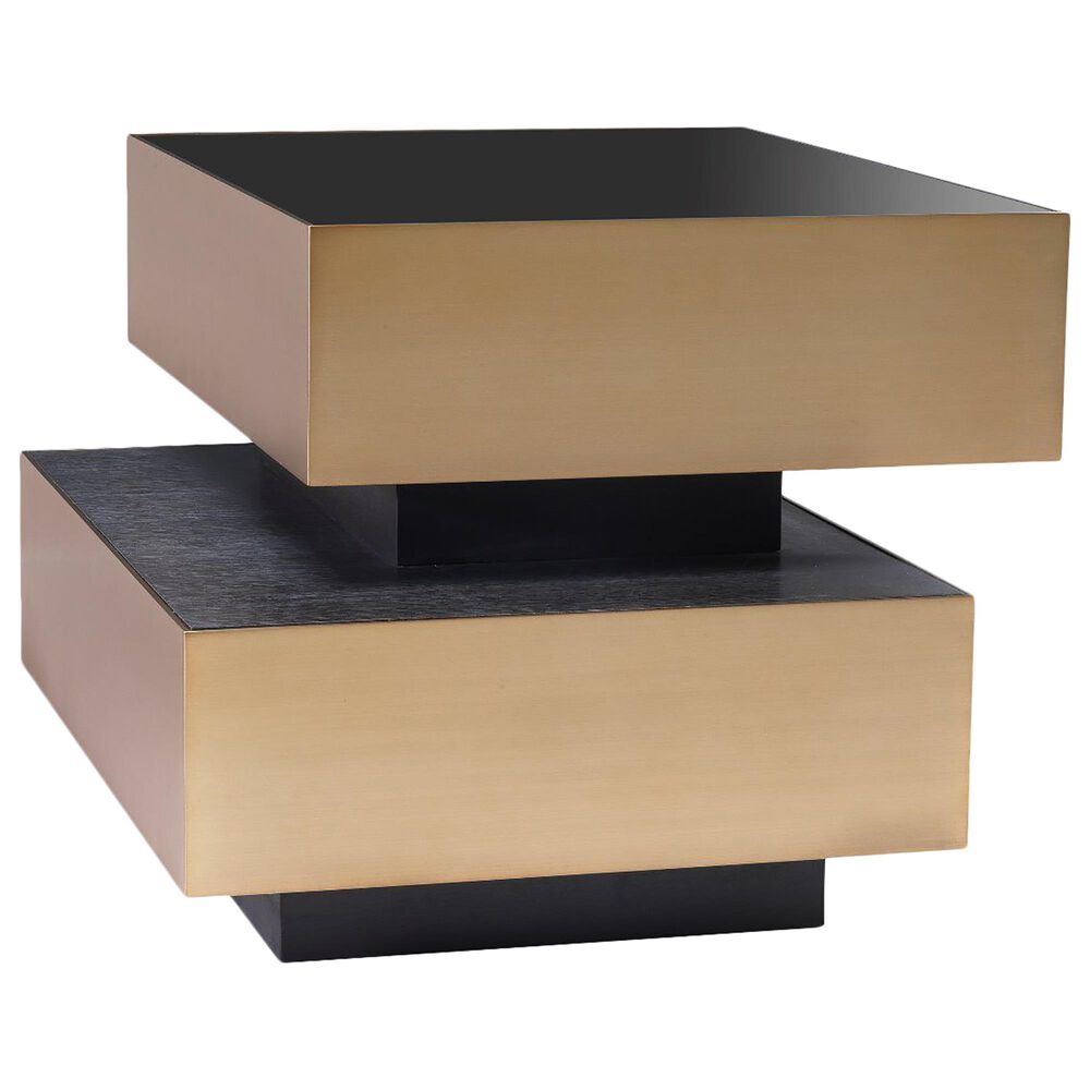 Eichholtz Shelton Side Table in Brushed Brass, Black and Charcoal Grey, , large