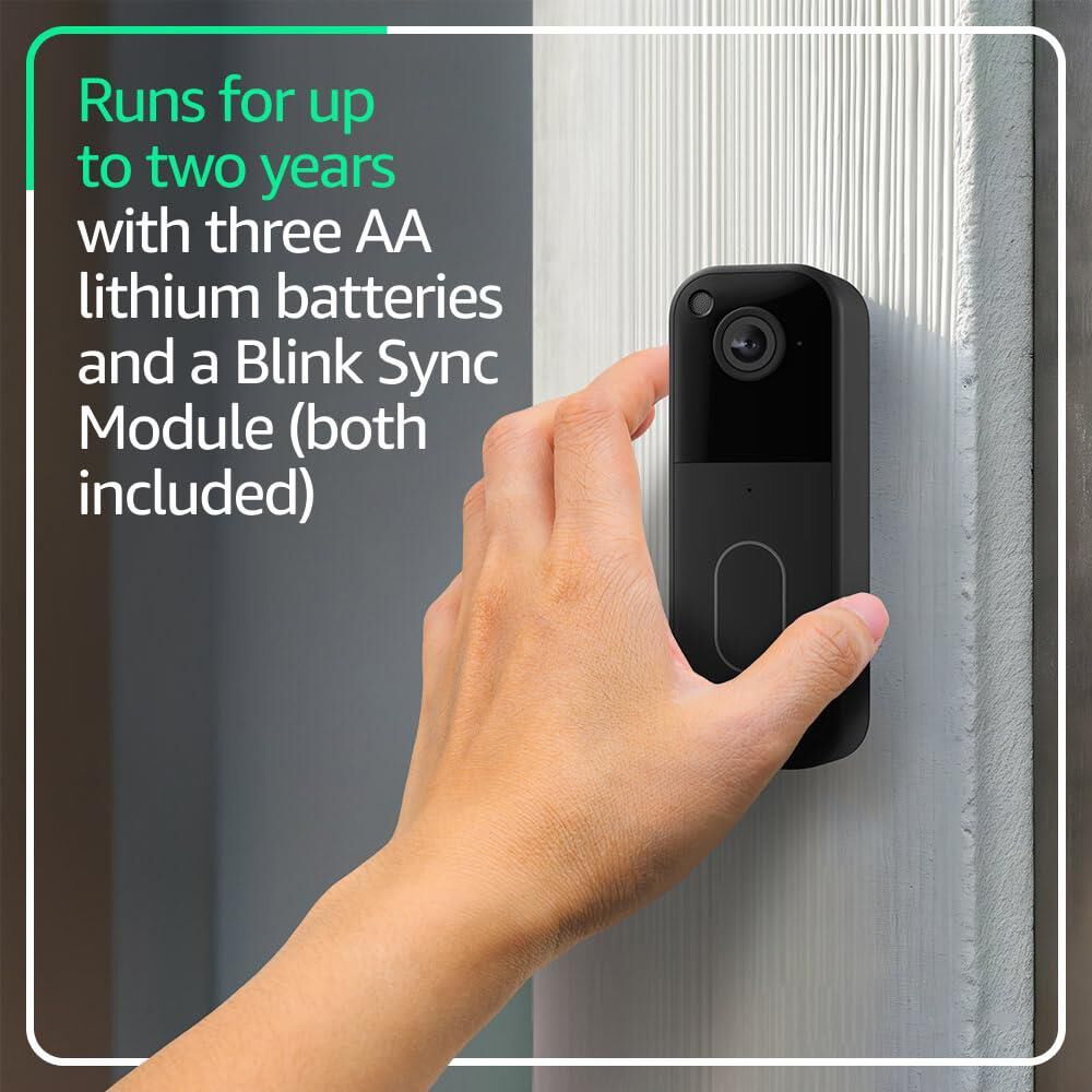 Blink Video Doorbell with Sync Module Core in Black, , large