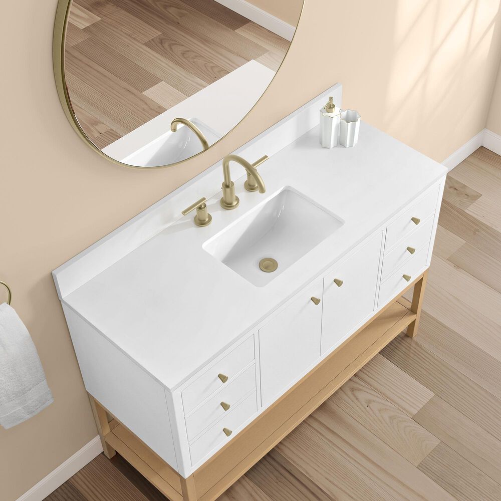 37B Isadore 48" Single Bathroom Vanity Cabinet in Bright White and White Composite Stone Top and Backsplash, , large