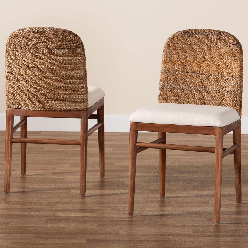 Baxton Studio Nadim Side Chair in Natural Brown (Set of 2), , large