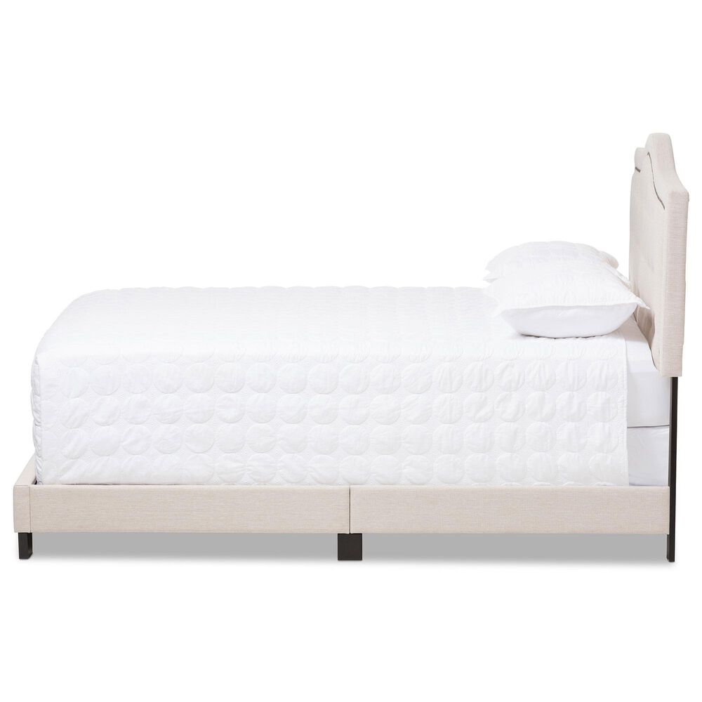 Baxton Studio Emerson King Upholstered Panel Bed in Light Beige, , large