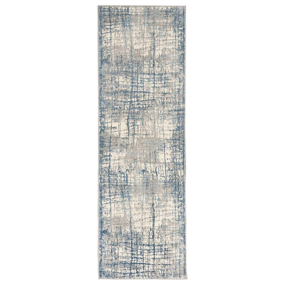 Nourison Rush 2"3" x 10" Ivory and Blue Runner, , large
